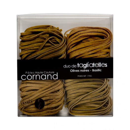 Duo de Tagliatelles Olives Noires et Basilic